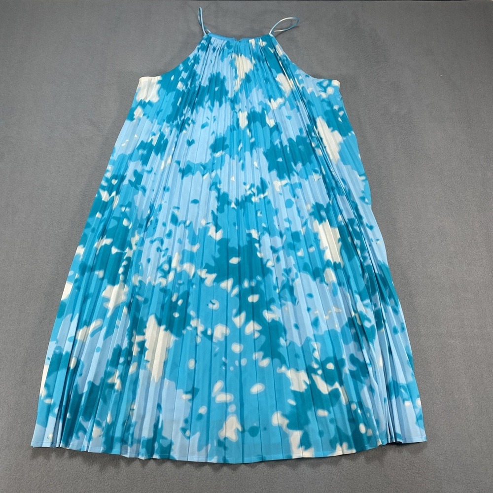 Calvin Klein Women's Medium Halter Dress Blue Chiffon Tie Die‎ Summer Coastal